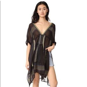 Free People Black Asymmetrical Dolman Sleeve Dress